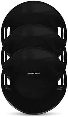 Slippery Racer Heavy-Duty Cold Resistant Downhill Pro Adults and Kids Plastic Outdoor Winter Saucer Disc Snow Sled with Handles (Black, 3)