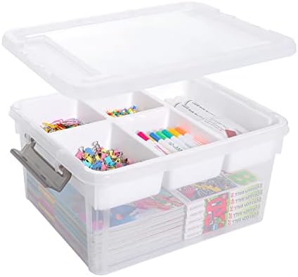 Citylife 17QT Clear Craft Organizers and Storage Box with Removable Tray