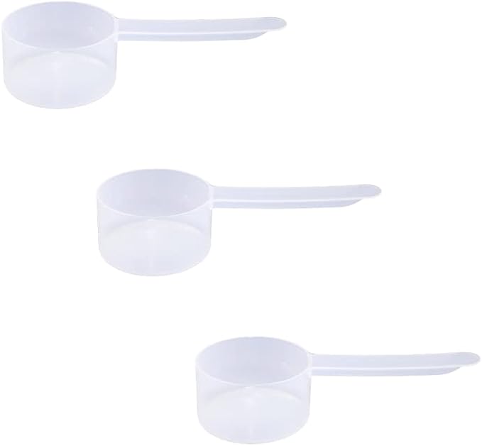 39cc Long Handle Measuring Scoop (2.63 Tbsp / 1.32 oz / 39mL) - Heavy-Duty Plastic Spoon for Powders, Protein, Coffee, and Baking, 3-Pack