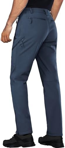 Stlight Mens Snow Ski Water Repellent Softshell Pants for Winter Hiking Fleece Lined Bottom Leg Zipper with 6 Zip Pockets