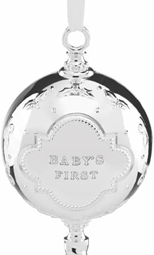 Reed & Barton 867369 2016 Baby's 1st Christmas Tree Silverplated Rattle Ornament, Ornaments