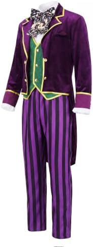 The Hatter Costume Men Mad Tea Party Master Outfits Adult Story Book Character Tuxedo Pants Dicky Collar Top Hat Set