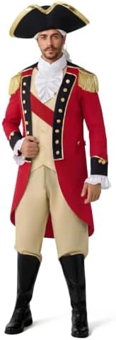 Spooktacular Creations Men's Red George Washington Costume, Colonial Costume Adult for Men, Historical Outfit for Cos