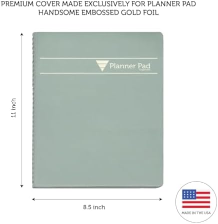 Planner Pad Spiral Bound 3-Tier Funnel Down 12 Month Organizer, October 2025 – September 2026, Greenish Grey Cover/Soft Green Ink, 8 1/2" x 11"