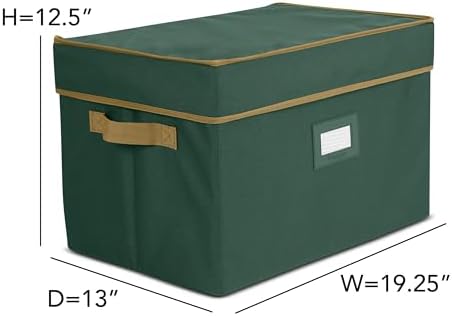Covermates Adjustable Ornament Storage Box, 19.25"W x 13"D x 12.5"H, Green