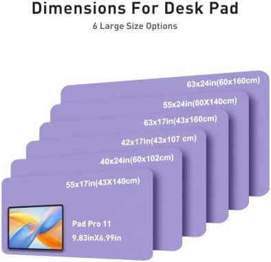 Aothia Faux Leather Desk Mat Mouse Pad, 40" x 24", Light Purple