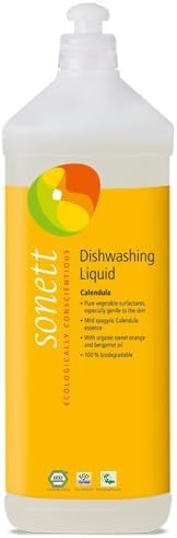 Sonett Organic Calendula Dishwashing Liquid Soap (34 and 10 fl oz) and Dishwasher Tablets (17 fl oz) Set of 3