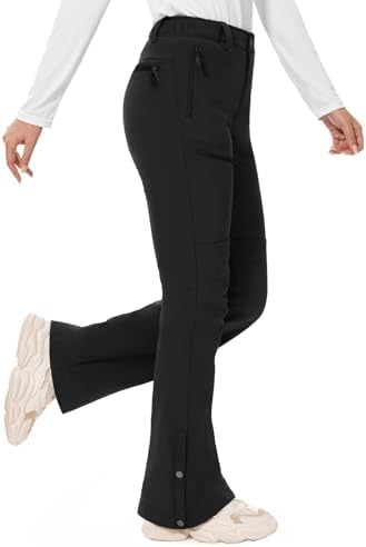 Hiauspor Women's Snow Ski Pants：Fleece Lined Water Resistant Warm Flare
