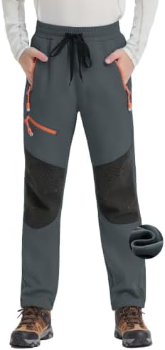 Ski Snow Pants Kids Winter Fleece Lined Hiking Pants Boys Girls