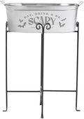 Let's Make Memories Personalized Beverage Tub - Halloween Party - Halloween Decorations - Galvanized Metal Drink Tub - Trick or Treat Candy Bowl w/Stand - 5.5 Gallons - Eat, Drink, and Be Scary