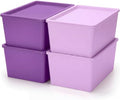 Menkxi 4 Pcs Storage Bins with Lids, Dark Purple, Light Purple, Small