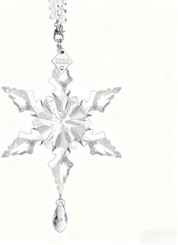 2026Annual Christmas Ornaments Crystal Snowflake Star - Christmas Tree Ornaments Pendant Sun Catcher Home Hanging Decor (2026 White Crystal 2 Layers)