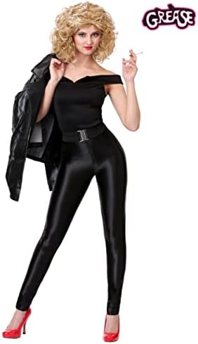 Women's Deluxe Sandra Dee Bad Sandy Grease Costume | Adult Halloween Outfit with Top, Pants, and Belt