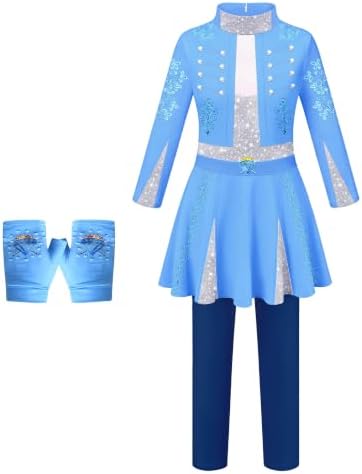 Girls Wonderland Costume Kids Cosplay Outfits Jumpsuit with Gloves Wig Set
