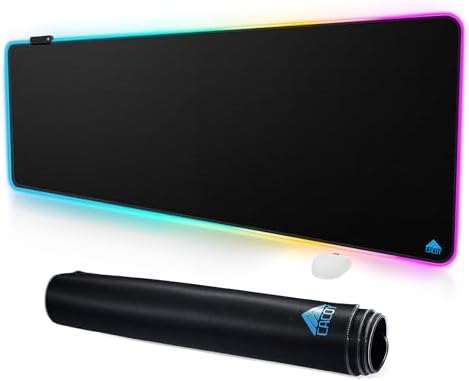 Cacoy 63"x20" Large RGB Gaming Mouse Pad, XXL LED Computer Mouse Mat, Black