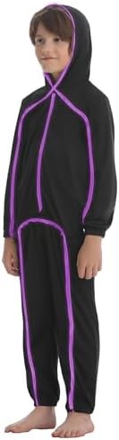 Vanderdyken Stick Figure Costume Kids Light up Stickman Costume Glow in the Dark Halloween Outfit for Boys and Girls