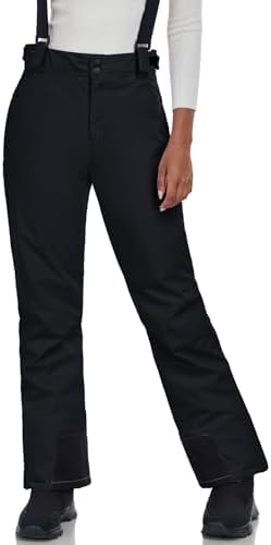 Women's Snow Ski Pants Insulated Winter Warm Outdoor Waterproof Snowboard Pants Bibs Detachable Suspender