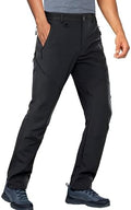 Stlight Mens Snow Ski Water Repellent Softshell Pants for Winter Hiking Fleece Lined Bottom Leg Zipper with 6 Zip Pockets