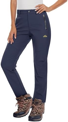 MAGCOMSEN Women's Fleece Lined Waterproof Insulated Snow Ski Pants Winter Warm Hiking Pants Outdoor Softshell