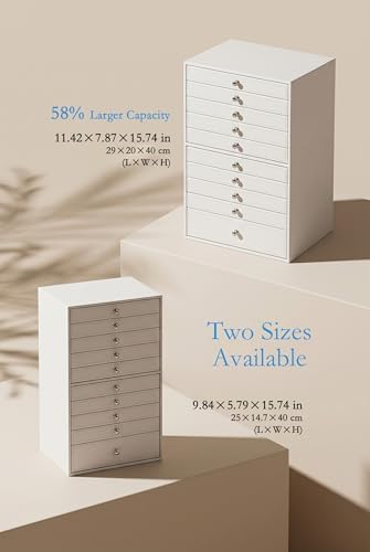 GUKA Large Jewelry Box, Jewelry Case with 10 Drawers for Big and Small Jewelry, Jewelry Storage Organizer for Watch Earrings Necklace Rings Bracelets, Birthday Wedding Gifts, White
