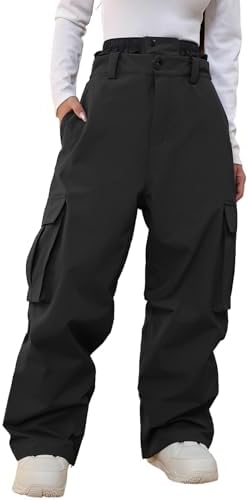 Women's Baggy Snow Snowboard Pants Loose Fit Cargo Ski Pants Bibs Insulated