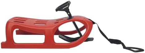 Small Snow Sled with Steering Wheel Blow Molded Heavy Duty Sled 220 lb Capacity Includes Pull Rope Lightweight for Easy Carry, Winter Toy for Snowy Hills