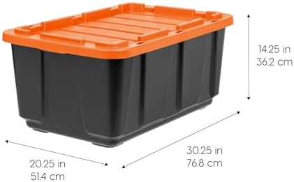 IRIS USA 3-Pack 27 Gal Heavy Duty Storage Tote Bins with Lids, Orange