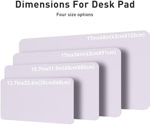Aothia Large PU Leather Desk Pad Protector – Non-Slip Mouse Pad & Writing Mat for Office/Home, Waterproof, Easy to Clean (36" x 17", Soft Lavender)