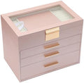 BOOVO Jewelry Boxes for Women, White and Black 6 Layer Large Jewelry Box for Necklace, Bracelet, Earrings, Rings Storage, Jewelry holder Organizer for Girls Gift (Rose gold, 4 layer)