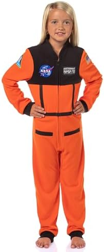 INTIMO NASA Boys' Space Shuttle Astronaut Meatball Patch One Piece Space Suit Costume Pajama Sleep Set Union Suit For Kids