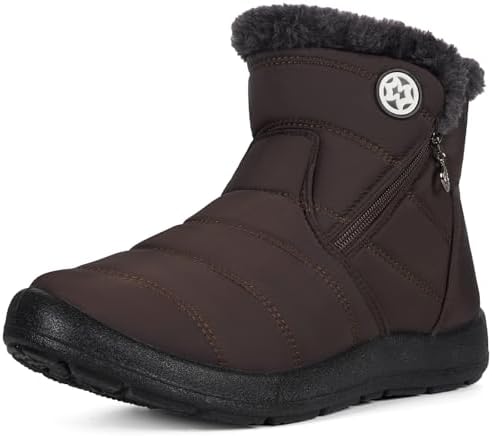 Eagsouni Snow Boots for Women Winter Waterproof Warm Zip Ankle Boots