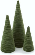Olive Velvet Trees Set of 3, Valentine Tabletop, Modern Mantel Decor, Elegant Green Holiday Entryway, Wedding Centerpiece, Office Bookshelf (Olive)