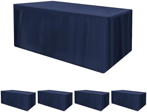 HolidayIdeas 4-Pack 6ft Navy Blue Rectangle Craft Shows Fitted Tablecloth