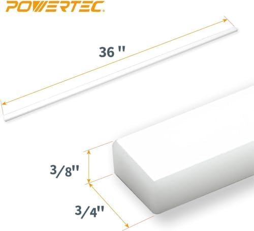 POWERTEC 36" HDPE Miter Bar for Table Saw Sled, Taper Jig, Fits Miter Slot Runners 3/4" x 3/8 Slot on Table Saw, Router Table, Band Saw, Wood Working Tools & Accessories, 2PK (71636V)