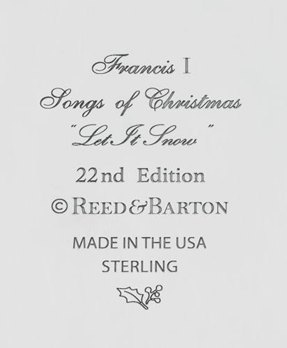 Reed and Barton 898243 Songs of Christmas Sterling Silver Ornament, 22nd Edition, Christmas, Holiday Decorations