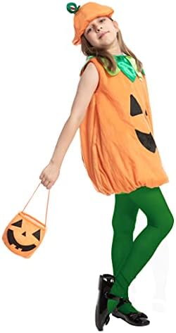 Spooktacular Creations Halloween Pumpkin Costume Kids Child Girls Pumpkin Dress with Hat, Basket for Halloween Dress Up Party
