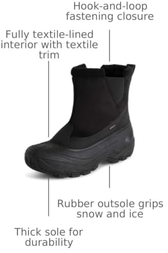 POLAR Mens Waterproof Outsole Deep Tread Fully Faux Fur Lined Winter Durable Snow Boots