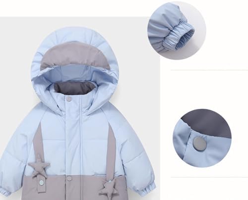 2 Piece Snowsuit for Toddler Bib Snow Pants Set with Hooded Puffer Jacket