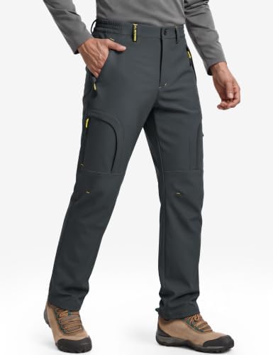 TACVASEN Men's Ski Snow Pants Winter Fleece Lined Waterproof Insulated