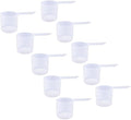 118.4cc Long Handle Measuring Scoop (1/2 Cup / 4 oz / 118.4mL) - Heavy-Duty Plastic Spoon for Powders, Protein, Coffee, and Baking, 10-Pack