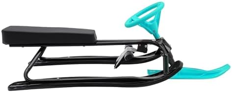 Kids Snow Sled Kart with Steering Wheel and Brakes for Safe Fun Skiing Exercise, Supports Up to 220.5 lbs for Children and Adults, Easy to Clean and Durable Design