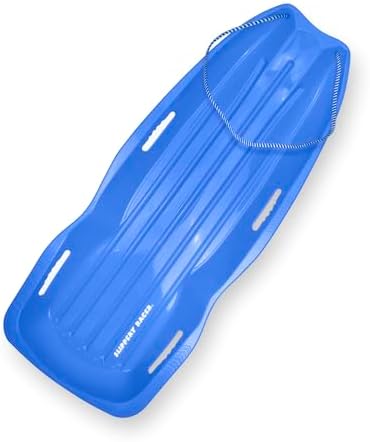Slippery Racer Downhill Xtreme Flexible Adults and Kids Plastic Toboggan Snow Sled for up to 2 Riders with Pull Rope and Handles