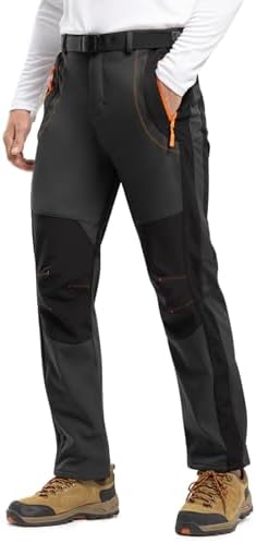 TBMPOY Men's Snow Ski Hiking Pants Waterproof Winter Fleece Lined Pants Camping Skiing Ice Fishing Pants with Belt