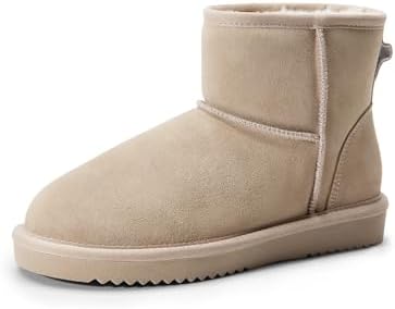 DREAM PAIRS Women's Genuine Suede Winter Mini Snow Boots