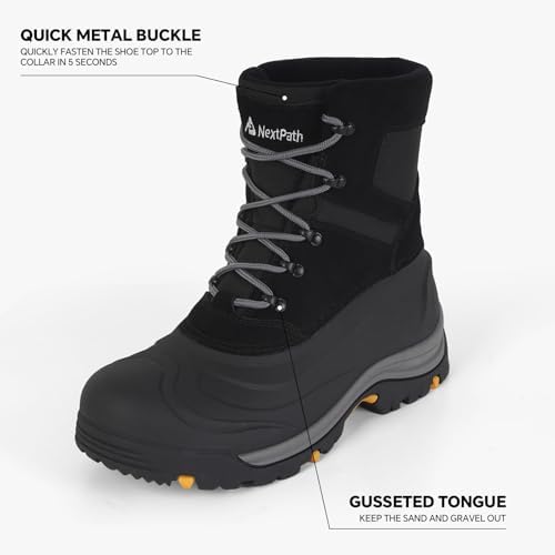 Men's Snow Boots, Waterproof Leather Winter Boots for Men