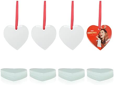 PYD Life 24 PCS Sublimation Blanks Ornament Glass Frosted 3" Heart Shaped