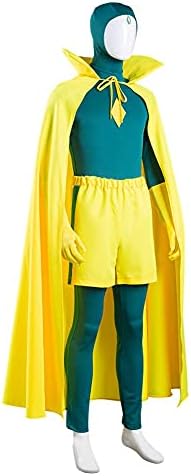 5Pcs Vision Costume Adults Jumpsuit with Cloak Shorts Gloves Outfits Accessories for Mens Halloween Cosplay