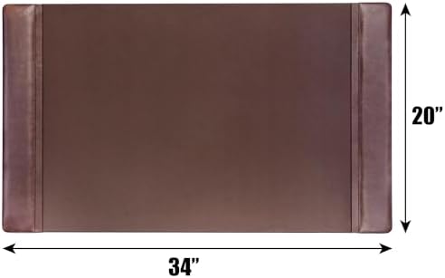 DACASSO Leather Desk Pad with Side Rails - Luxury Leather Desk Blotter for Writing - Executive Desk Surface Protector - (Chocolate Brown, 34” x 20”)