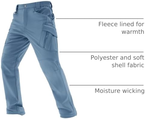 TACVASEN Men's Winter Snow Ski Pants Fleece Lined Waterproof Work Tactical