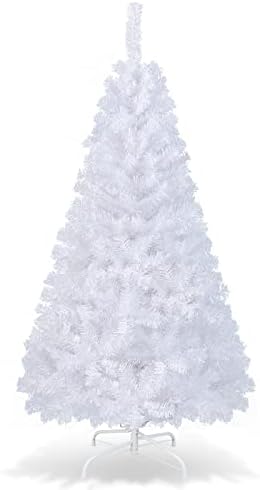 5Ft Artificial White Christmas Tree, Pine Tree with Solid Metal Legs & Pine Needles, Ideal for Indoor & Outdoor Home, Office, Holiday Decoration